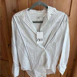 Zara Black and White Striped Top